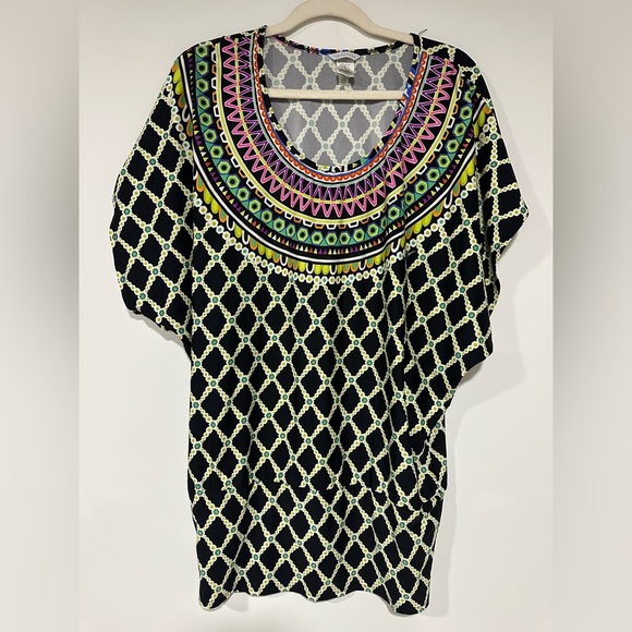 Trina Turk Kon Tiki Cover Up Tunic Top Swimsuit Coverup Large - Picture 1 of 4